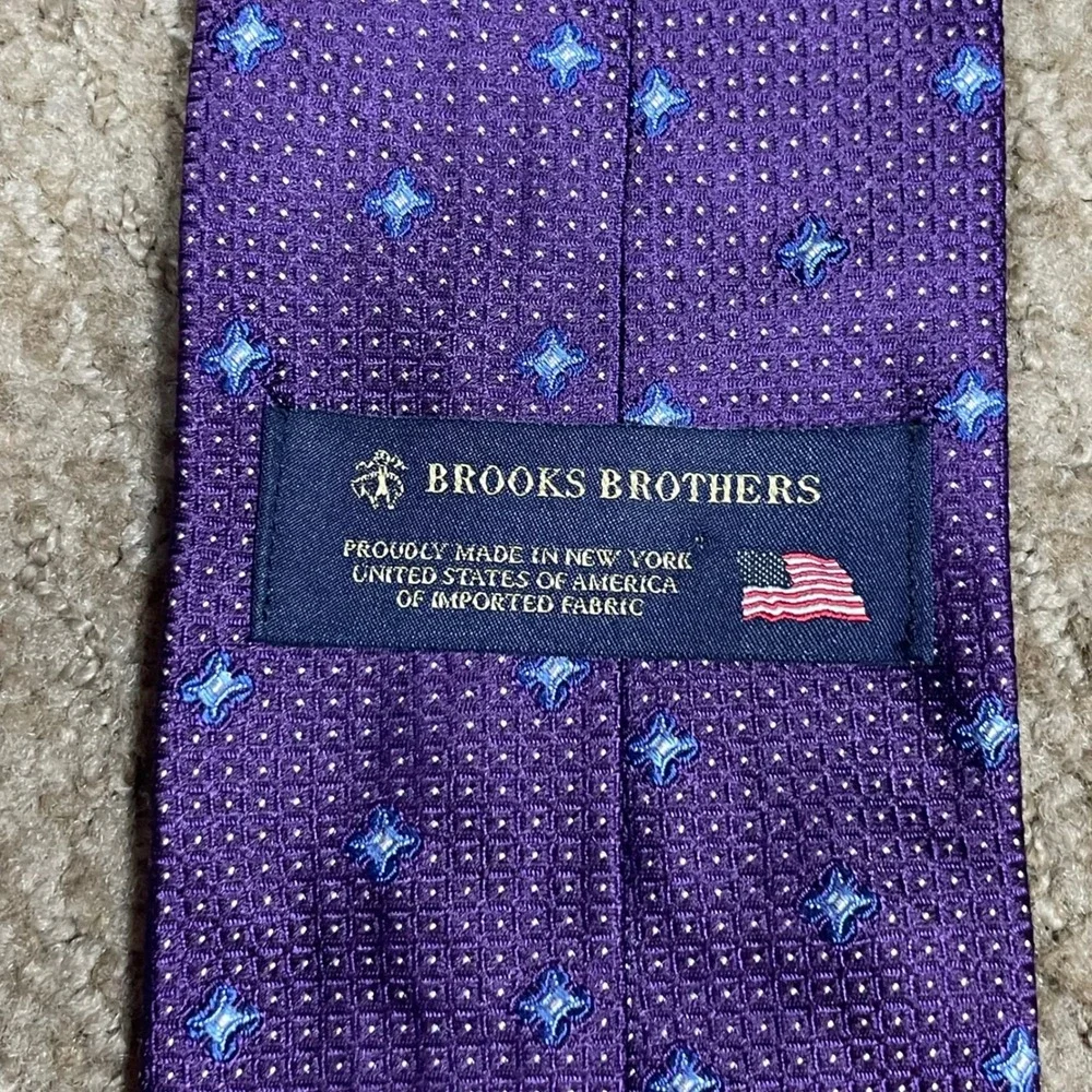 Brooks Brothers Silk Necktie Preppy Purple Blue Geometric Square Dot Formal USA